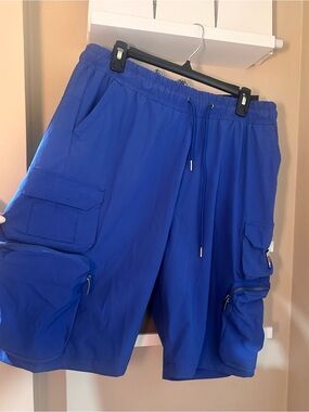 Men's Blue Cargo Shorts with Drawstring